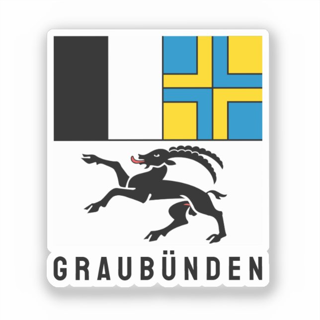 Pegatina Bandera del Cantón Graubünden, Suiza (Anverso)