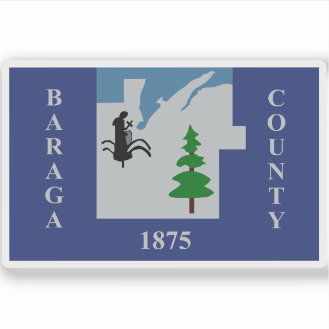 Pegatina Bandera del condado de Baraga, Michigan (Anverso)