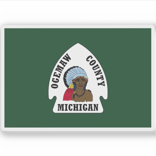 Pegatina Bandera del condado de Ogemaw, Michigan (Anverso)