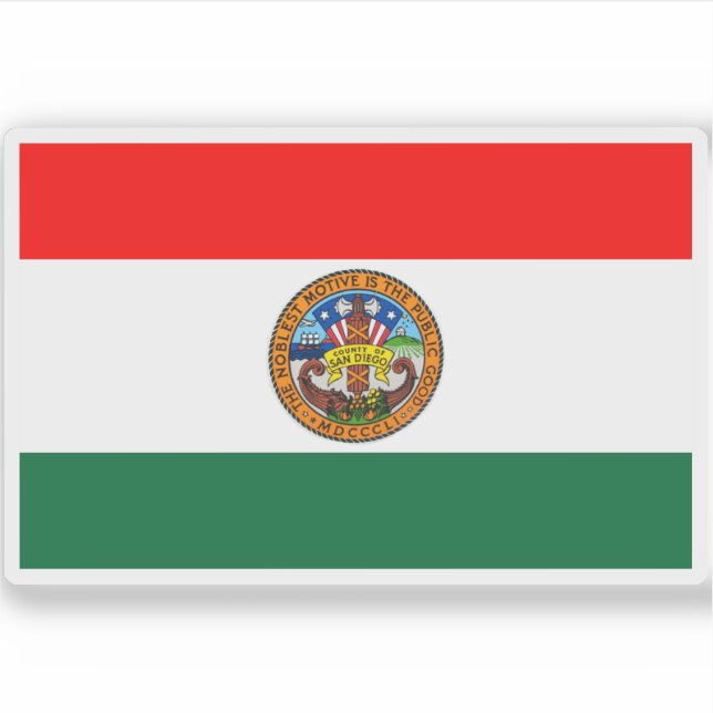 Pegatina Bandera del condado de San Diego, California (Anverso)