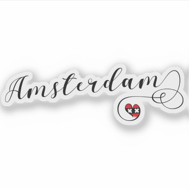 Pegatina Bandera del Corazón de Amsterdam (Anverso)