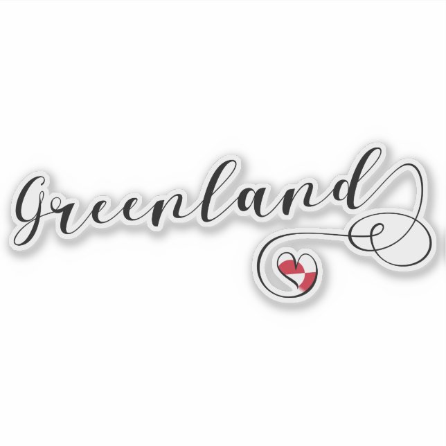 Pegatina Bandera del Corazón de Groenlandia (Anverso)