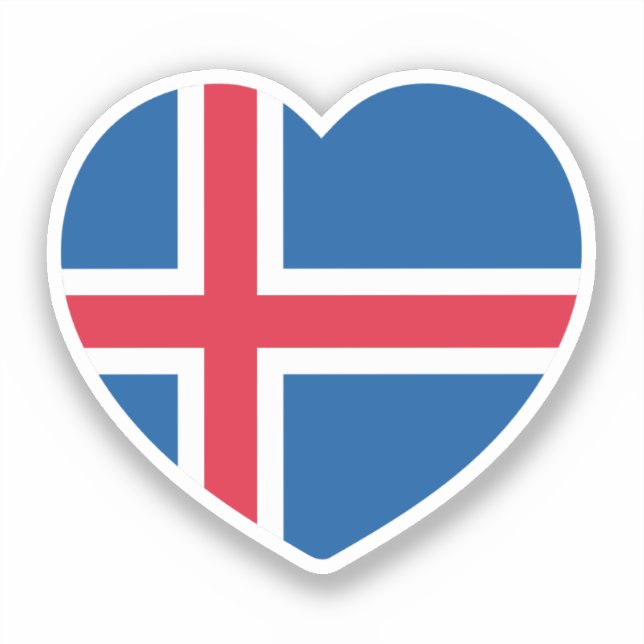 Pegatina Bandera del Corazón de Islandia (Anverso)