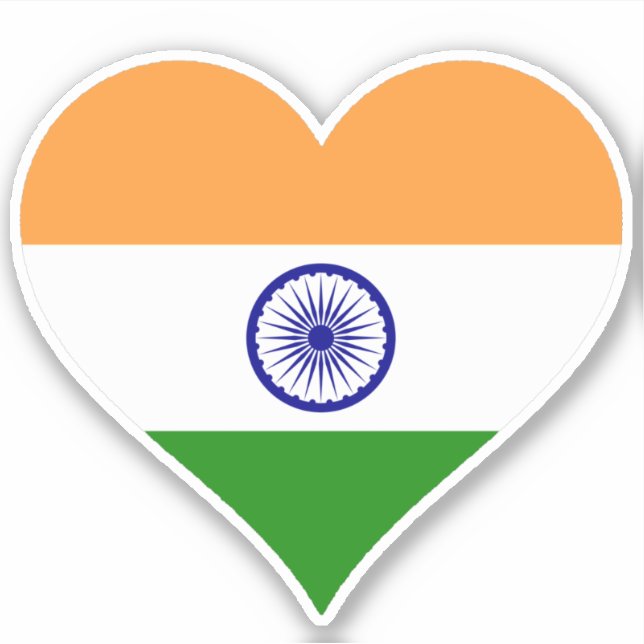Pegatina Bandera del Corazón de la India (Anverso)