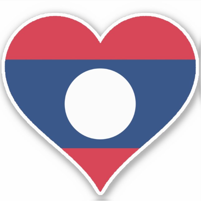 Pegatina Bandera del Corazón de Laos (Anverso)