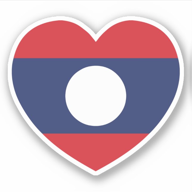 Pegatina Bandera del Corazón de Laos (Anverso)