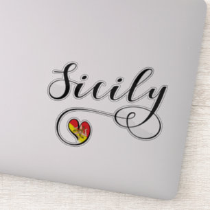 Pegatina Bandera del Corazón de Sicilia, Sicilia