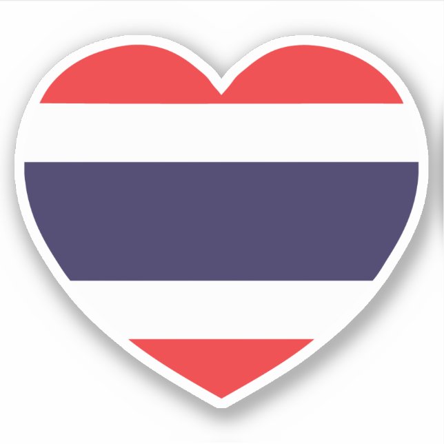 Pegatina Bandera del Corazón de Tailandia (Anverso)