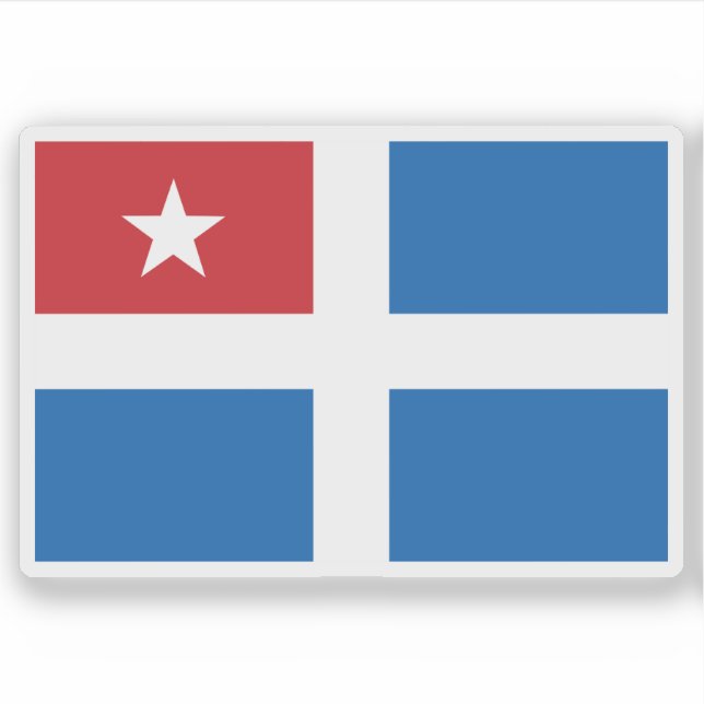 Pegatina Bandera del Estado cretense, Creta, Grecia (1898-1 (Anverso)