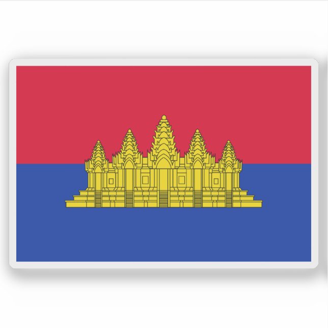Pegatina Bandera del Estado de Camboya (1989-1992) (Anverso)