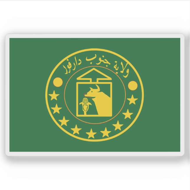 Pegatina Bandera del Estado de Darfur Meridional, República (Anverso)