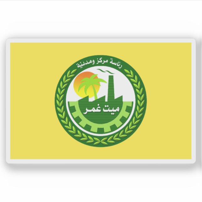 Pegatina Bandera del Mit Ghamr, Egipto (Anverso)