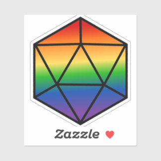Pegatina Bandera del orgullo arcoiris geométrica D20
