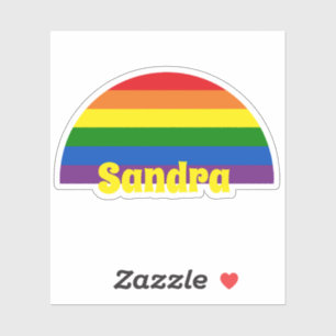 Pegatina Bandera del Orgullo Arcoiris Retro Sunset Texto pe