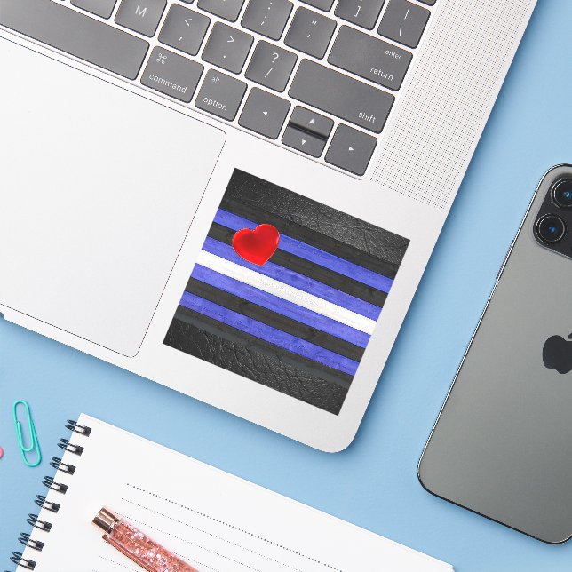 Pegatina Bandera del orgullo de cuero de SlipperyJoe negro  (Ordenado portátil con iPhone)