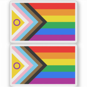 Pegatina Bandera del Orgullo de Progreso Inclusivo Intersex