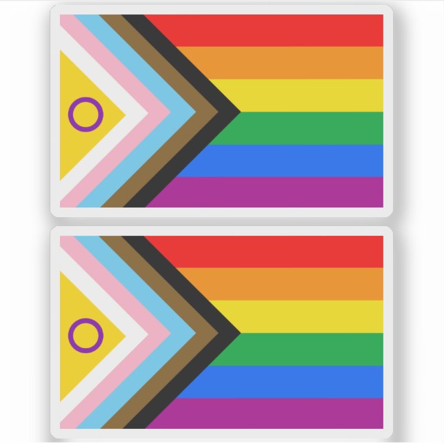 Pegatina Bandera del Orgullo de Progreso Inclusivo Intersex (Anverso)