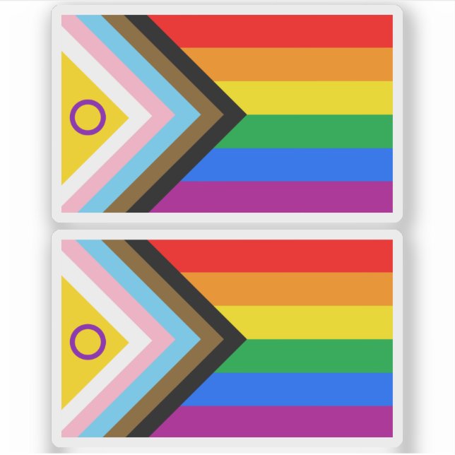 Pegatina Bandera del Orgullo de Progreso Inclusivo Intersex (Anverso)