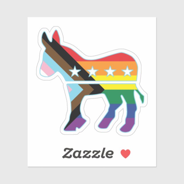 Pegatina Bandera del Orgullo del Progreso del Burro Democrá (Hoja)