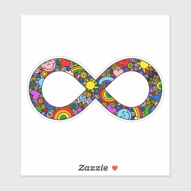 Pegatina Bandera del Orgullo del Progreso del Doodle Infini (Hoja)