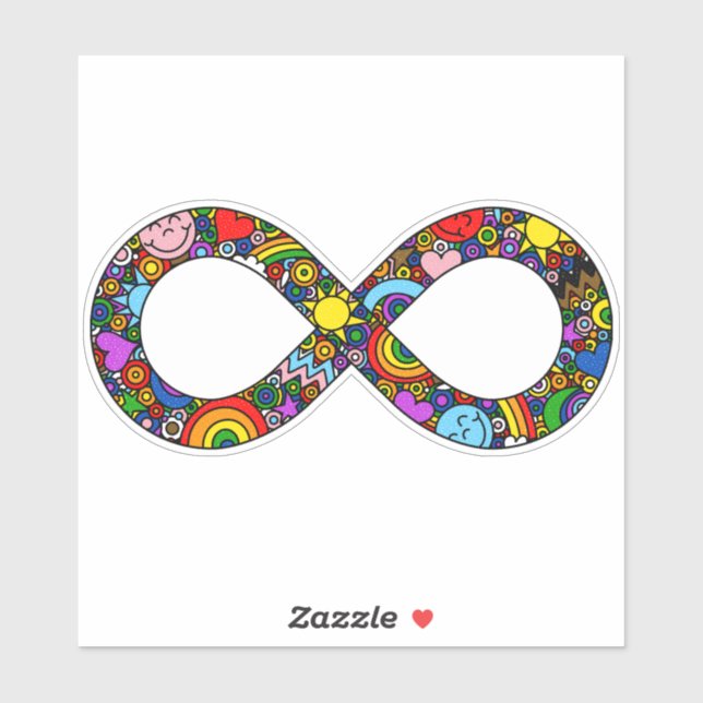 Pegatina Bandera del Orgullo del Progreso del Doodle Infini (Hoja)