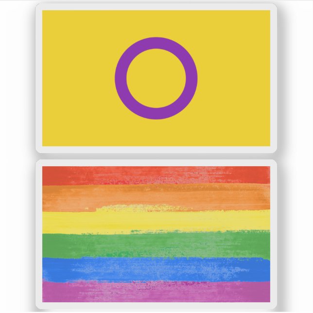 Pegatina Bandera del Orgullo Intersexual (Anverso)