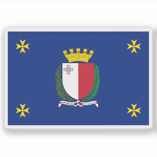 Pegatina Bandera del Presidente de la República de Malta (Anverso)