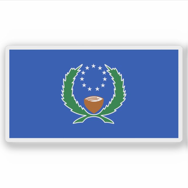 Pegatina Bandera del pueblo Pohnpeo, Micronesia, Oceanía (Anverso)