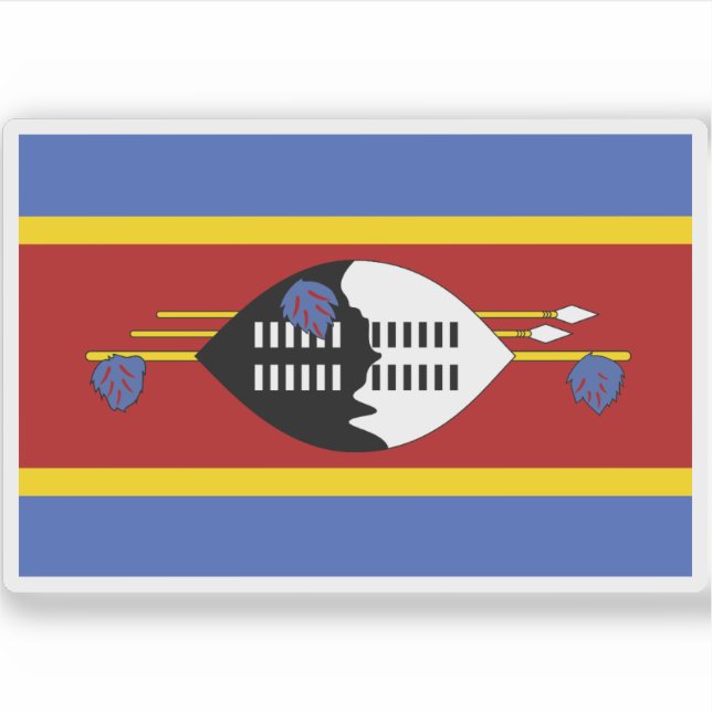 Pegatina Bandera del Reino de Eswatini (Anverso)