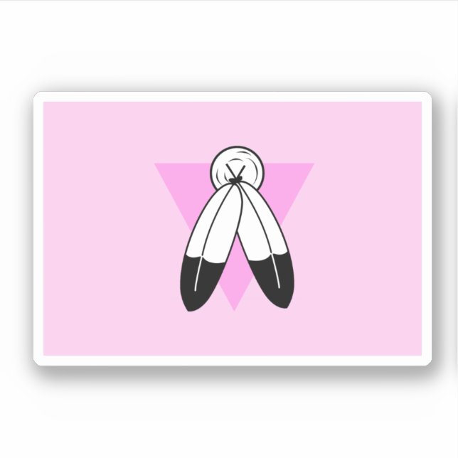 Pegatina Bandera del Triángulo Rosa de Dos Espíritus (Anverso)