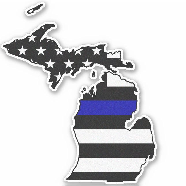 Pegatina Bandera delgada de la línea azul Michigan (Anverso)
