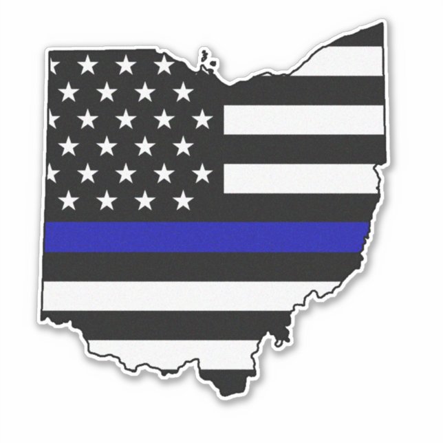 Pegatina Bandera delgada de la línea azul Ohio (Anverso)
