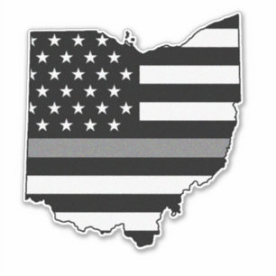 Pegatina Bandera delgada de la línea gris Ohio