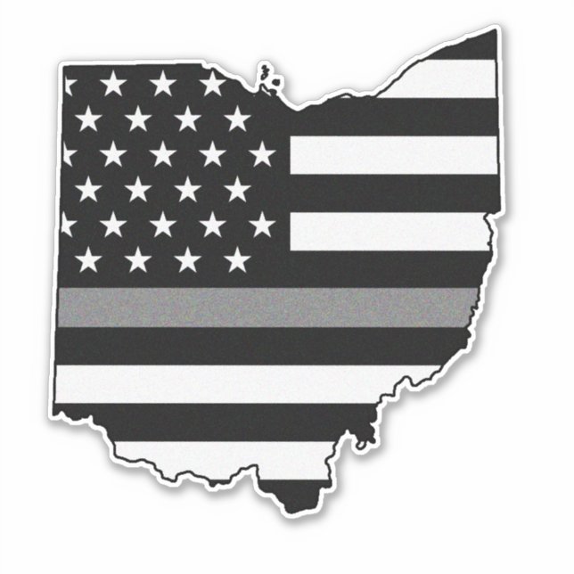 Pegatina Bandera delgada de la línea gris Ohio (Anverso)