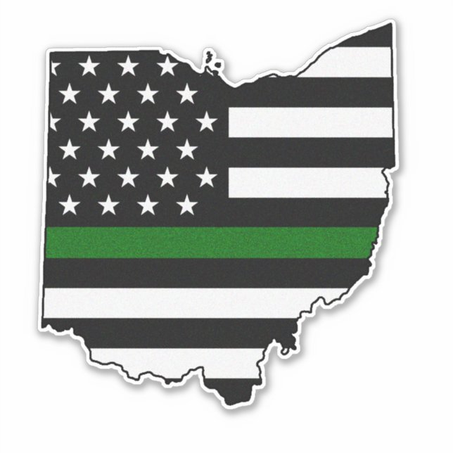 Pegatina Bandera delgada de la línea verde Ohio (Anverso)