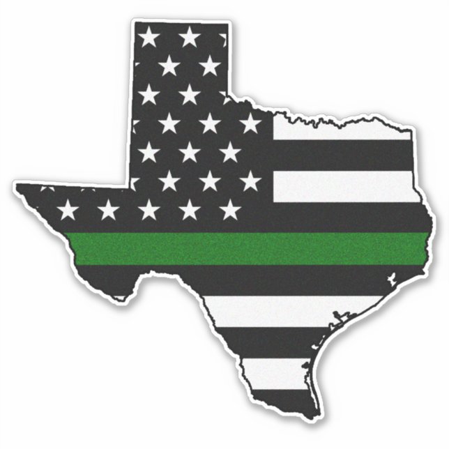 Pegatina Bandera delgada de la línea verde Texas (Anverso)