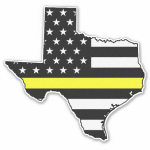 Pegatina Bandera delgada de línea amarilla en Texas