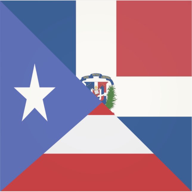 Pegatina Bandera dominicana de Puerto Rico | PR República D (Anverso)