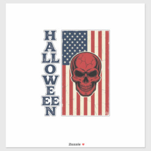 Pegatina Bandera Espantosa Patriótica Vintage Calavera de H