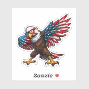 Pegatina Bandera estadounidense Águila calva Dabbing feliz