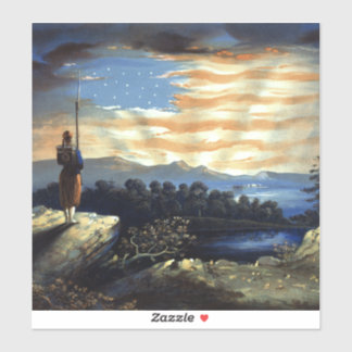 Pegatina Bandera estadounidense celestial en el cielo, guer