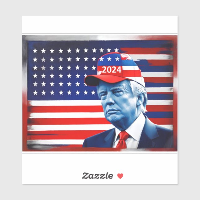Pegatina Bandera estadounidense Donald Trump 2024 (Hoja)