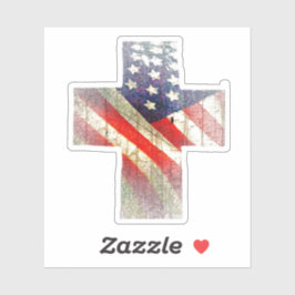 Pegatina Bandera estadounidense en cruz