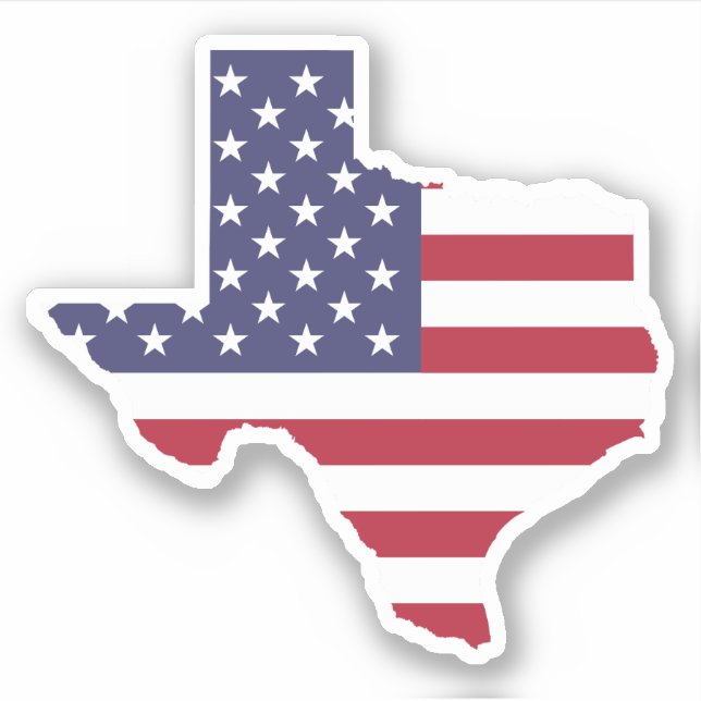 Pegatina Bandera estadounidense en forma de Texas (Anverso)