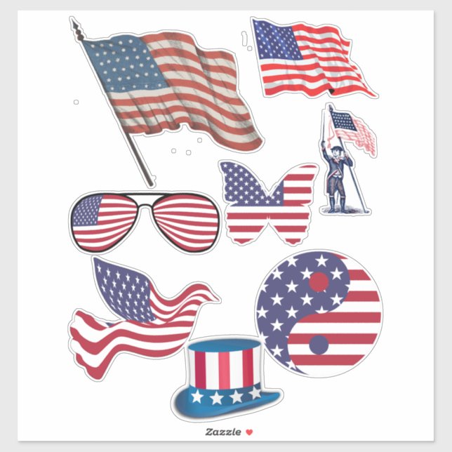 Pegatina Bandera estadounidense tira de arte patriótico (Hoja)