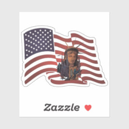 Pegatina Bandera estadounidense y estatua de la libertad