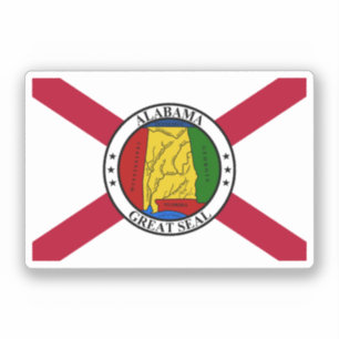 Pegatina Bandera estatal de Alabama/ sello estatal superpue