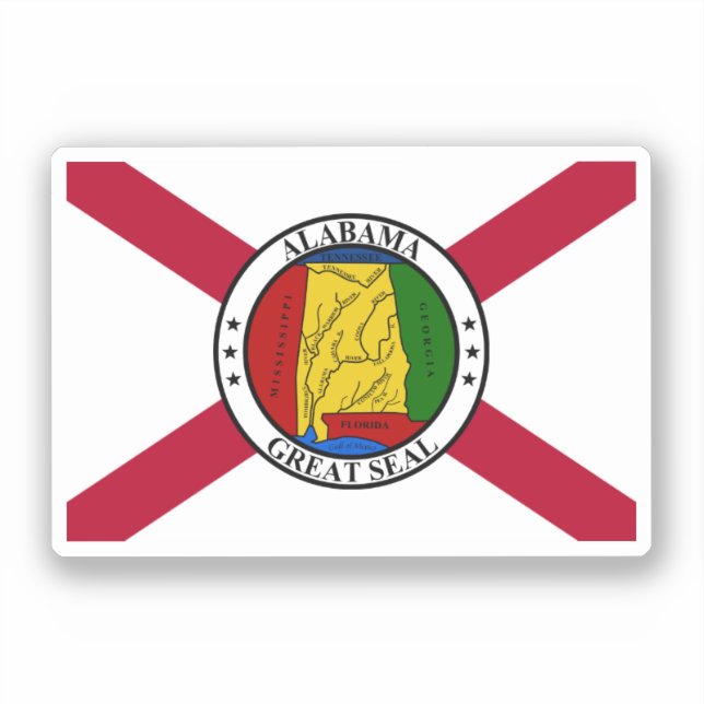 Pegatina Bandera estatal de Alabama/ sello estatal superpue (Anverso)