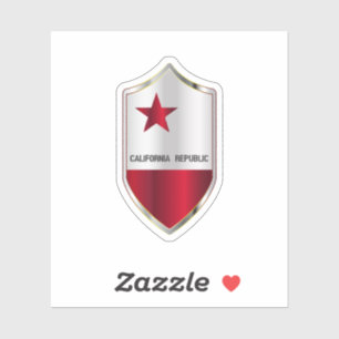 Pegatina Bandera Estatal De California En Un Escudo De Esti