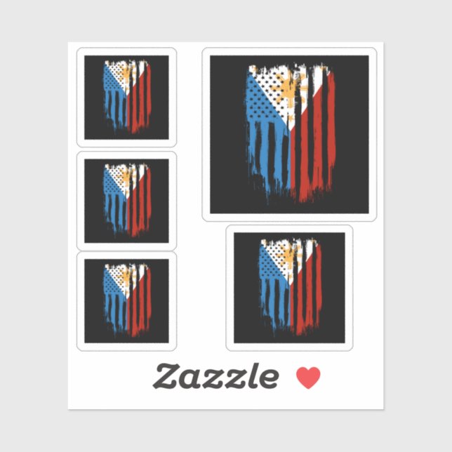 Pegatina Bandera filipina mitad americana mitad filipina (Hoja)